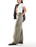 [ONLY] ONLY Bleecker tie waist barrel jeans in vintage washed grey-Brown W25 Washed grey