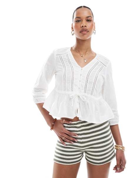 ONLY - Blouse à détails en crochet - Blanc - view 1