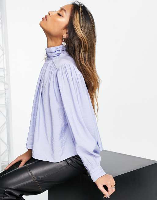 Only blouse with gathered detail in blue , 2 of 4