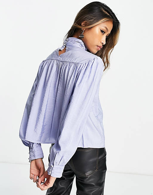 Tops Shirts & Blouses/Only blouse with gathered detail in blue 