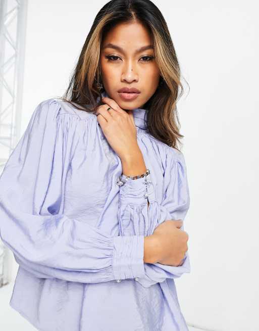 Only blouse with gathered detail in blue , 4 of 4