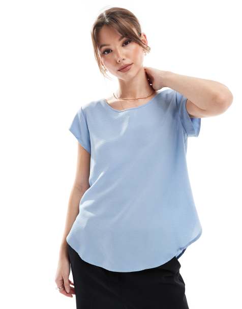 ONLY - Blusa blu polvere con zip sul retro - view 1