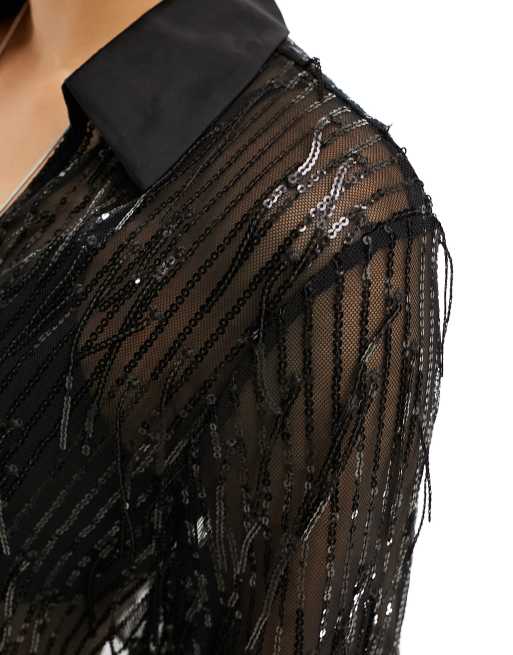 Blusa hot sale paillettes nera