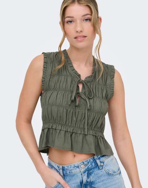 ONLY – Bluse in rauchigem Olivgrün - view 1