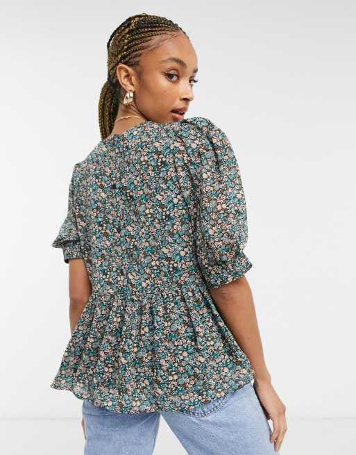 Only – Bluse mit Schößchen und Blumenmuster, 2 von 4
