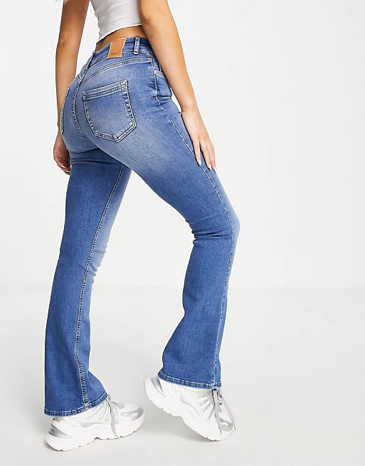 Only - Blush - Flared jeans met normale taille in middenblauw