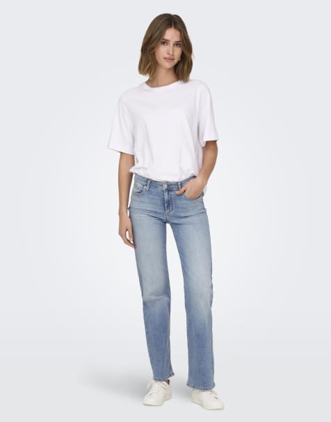 ONLY – Blush – Gerade geschnittene Jeans aus Denim in Hellblau mit mittelhohem Bund - view 1