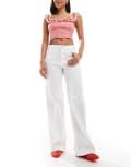 [ONLY] ONLY Blush high waist wide leg jeans in white 12-14 WHITE