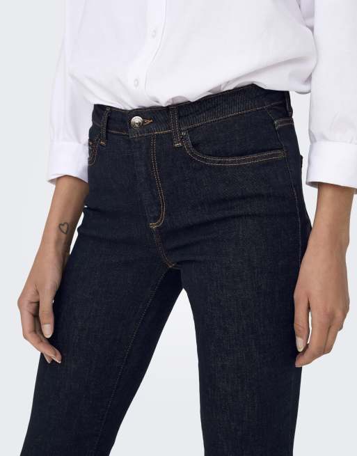ONLY Blush jeansy dzwony, średni stan, stay-blue wash, niebieski denim, 4 z 7