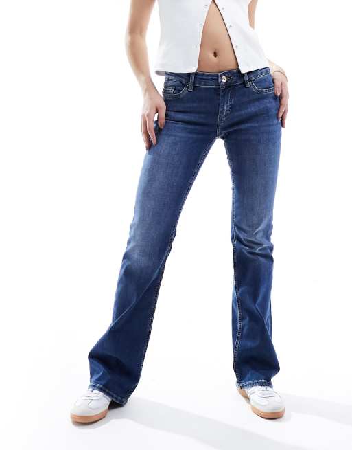 Flared Fit Mid waist Jeans, Medium Blue