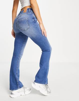 High-waist skinny flare jeans · Cream, Medium Blue · Dressy