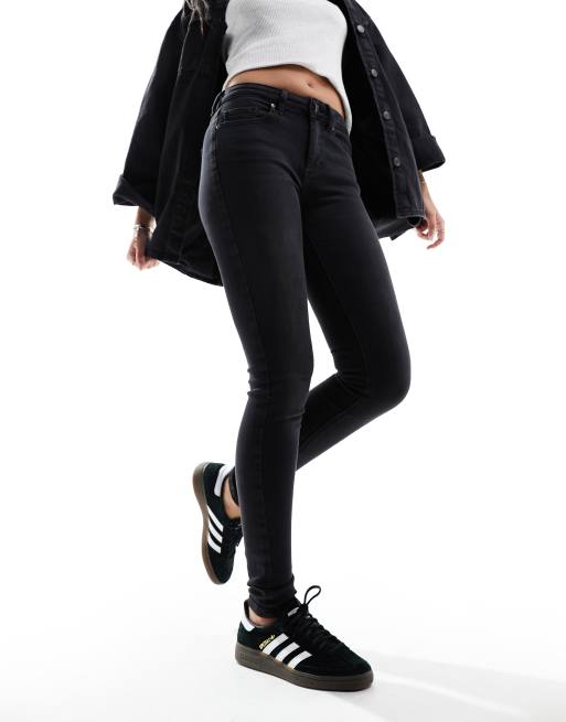 ONLY Blush mid waist skinny Ajax jeans in black  