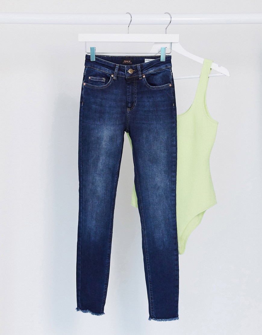Only - Blush - Mørkeblå skinny-jeans med mellemhøj talje