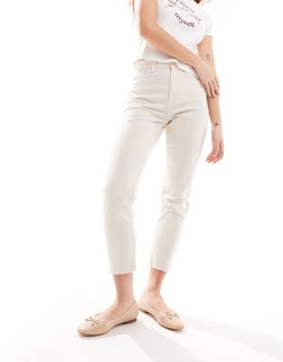 Only Blush Skinny Jeans With Frayed Hem In White