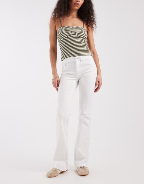 ONLY – Blush – Vita utsvängda jeans med hög midja - view 1