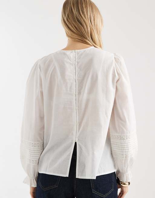 ONLY boho detailing shirt with front pleats in white, 4 of 4