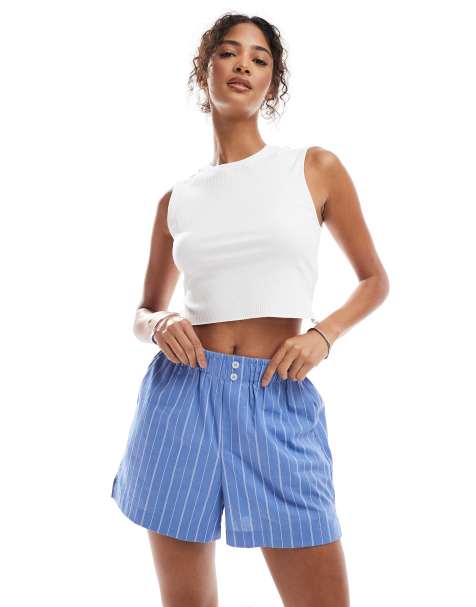 ONLY - Boksershorts med blå og hvide striber - view 1