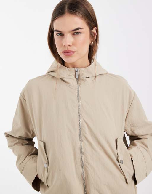 Only - Bomber con cappuccio beige opaco, 4 di 4