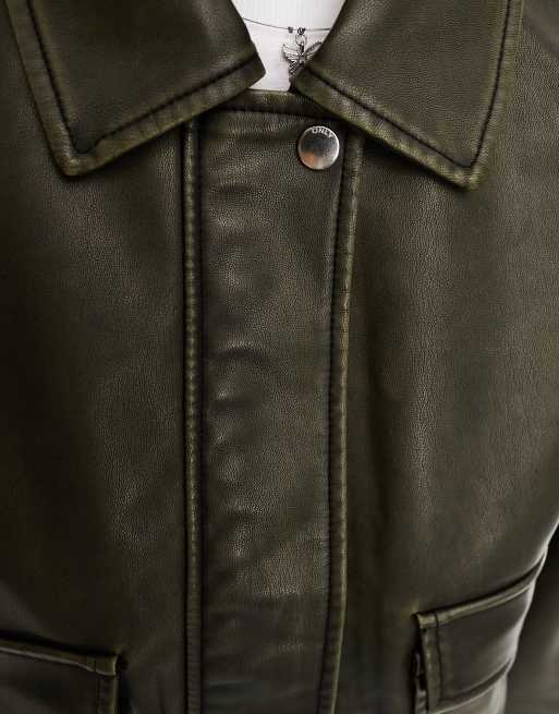 Only - Bomber en similicuir avec poches oversize - Noir délavé , 3 de 4