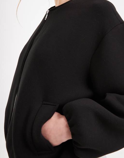 ONLY bomber jacket in black scuba-style fabric, 3 of 4