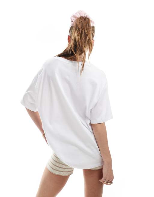 ONLY Bora Bora graphic oversized fit t-shirt in white