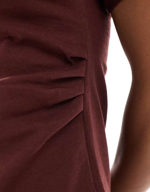 ONLY - Bordeaux top med rynkede detaljer, 3 af 4