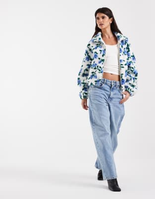 Only Borg Fleece Jacket In Blue