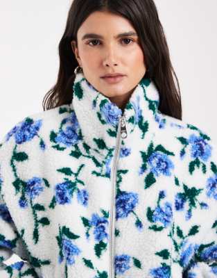 Only Borg Fleece Jacket In Blue