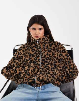 Only Borg Fleece Jacket In Brown