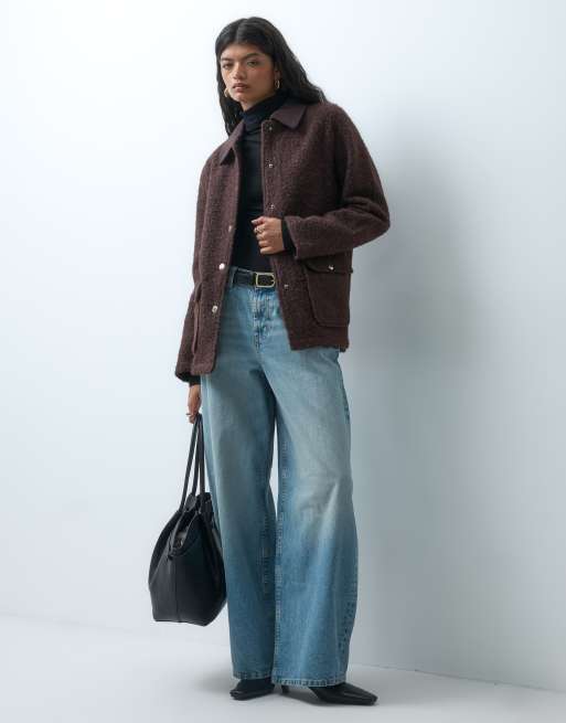 ONLY borg jacket in dark brown, 2 of 4