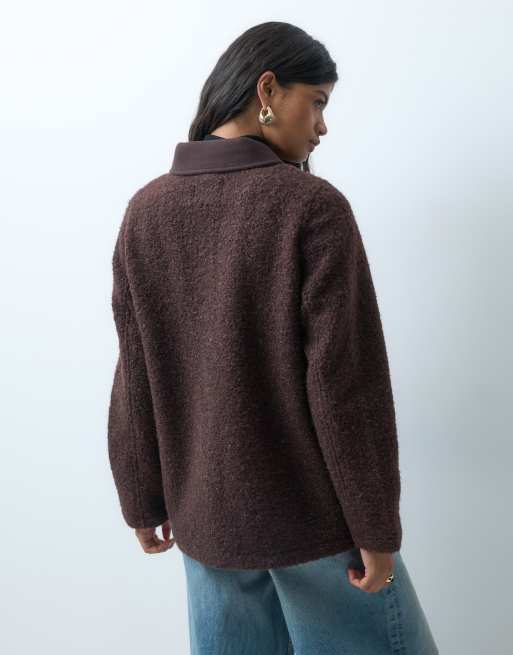 ONLY borg jacket in dark brown, 3 of 4