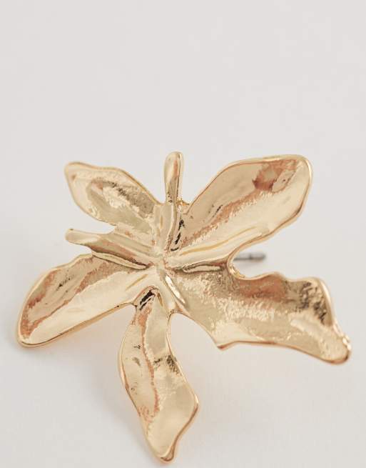 Only - Boucles d'oreilles à fleur tropicale - Doré, 3 de 4