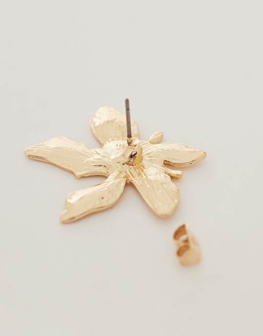 Only - Boucles d'oreilles à fleur tropicale - Doré, 4 de 4