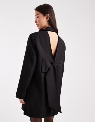 ONLY ONLY bow back detail blazer dress in black