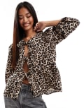 [ONLY] ONLY bow detail top in animal print-Brown 6 Animal print