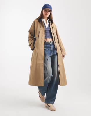 Only Bow Details Trench Coat In Brown