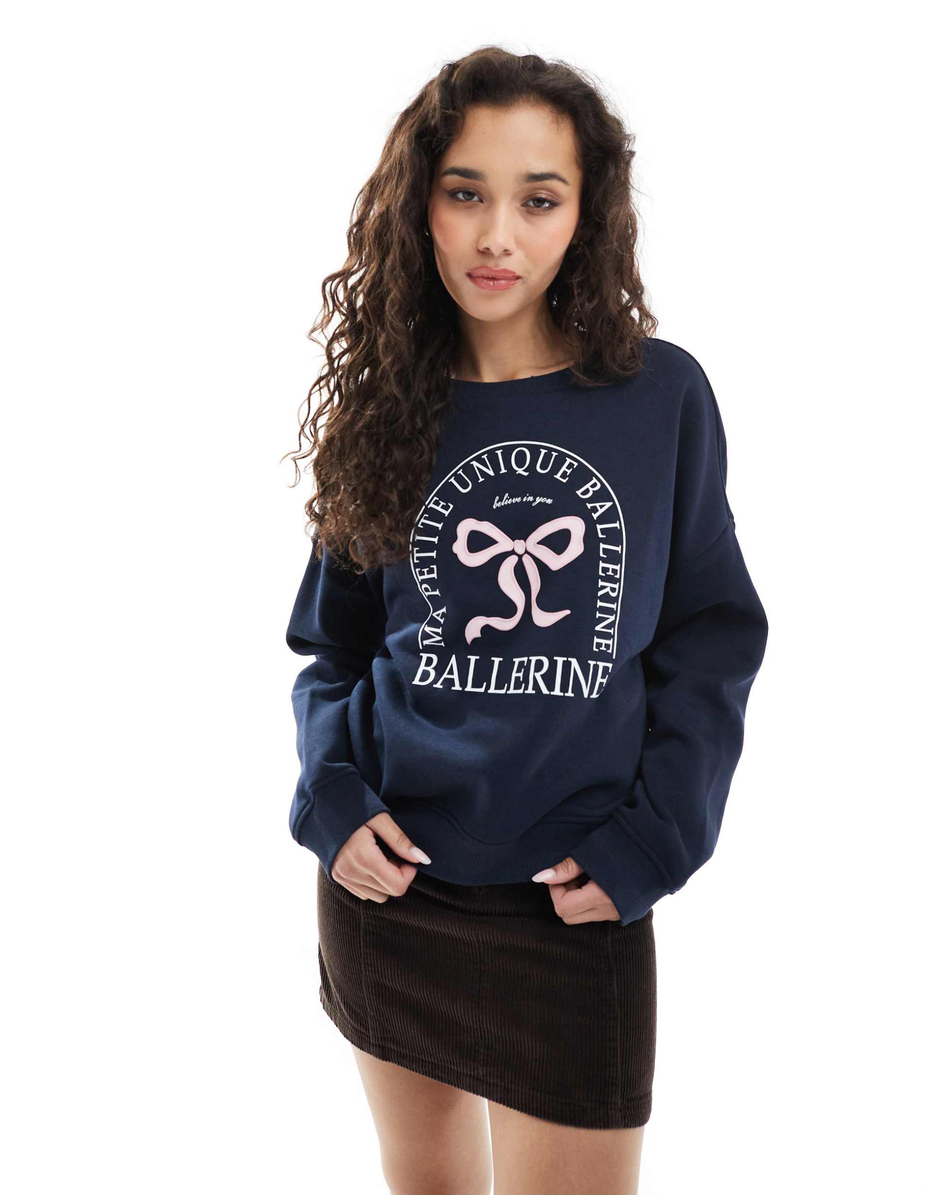 only bow print sweatshirt in navy