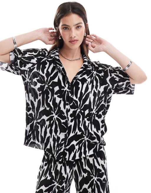 ONLY - Bowlingoverhemd met abstracte bloemenprint, deel van co-ord set  