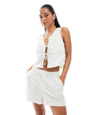 ONLY - Boxershorts in Grün mit Vichy-Karos, Kombiteil
