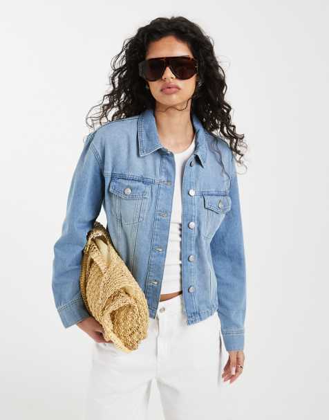 ONLY boxy denim jacket in light blue - view 1