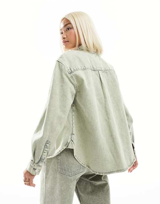 ONLY boxy denim shirt in acid wash green - part of a set | ASOS
