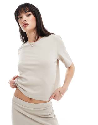 Only Boxy Jersey Top In Stone - Part Of A Set-neutral