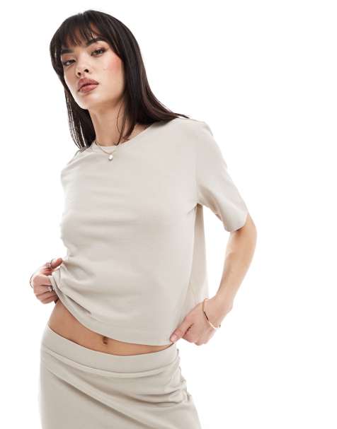 ONLY boxy jersey top in stone - part of a set - view 1