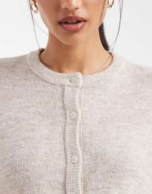 Only Boxy Knit Cardigan In Neutral