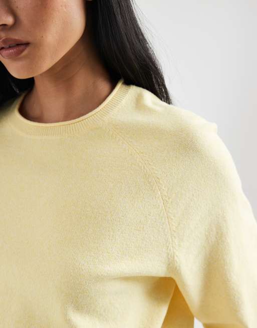 ONLY boxy knit short sleeve top in pale yellow, 4 of 4