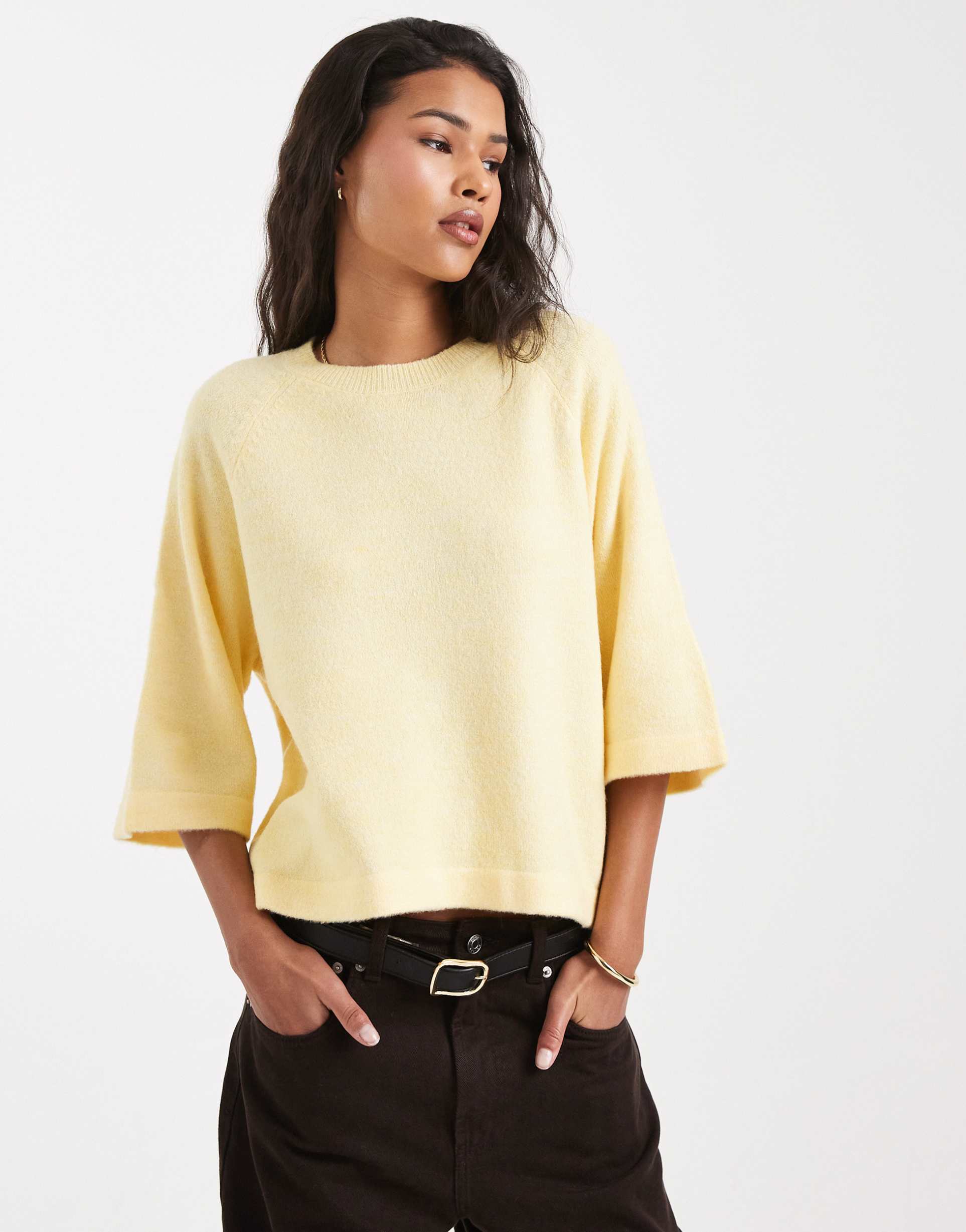 only boxy knit t-shirt in buttermilk