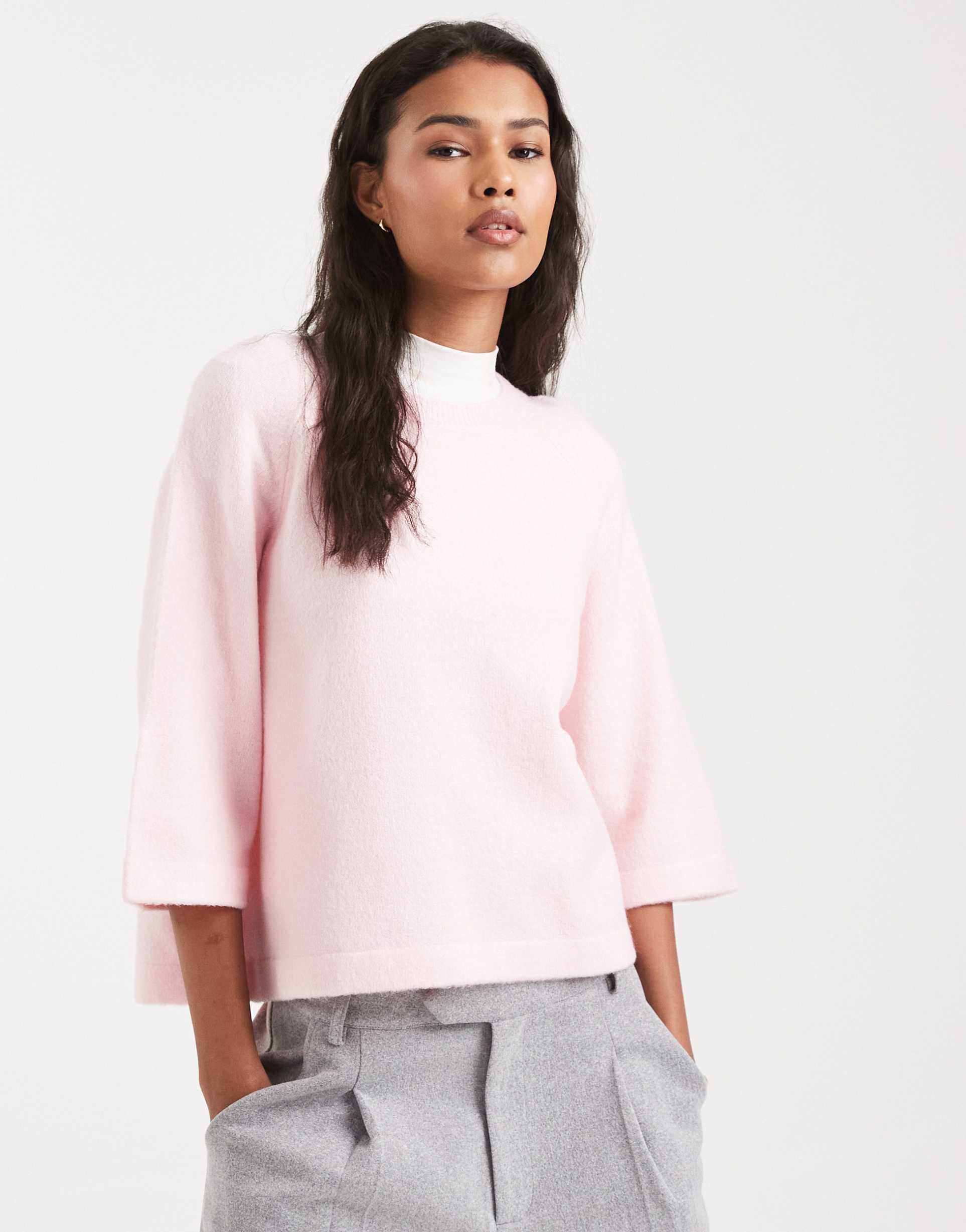 only boxy knit t-shirt in pale pink