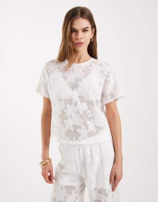 ONLY boxy lace T-shirt in white - part of a set