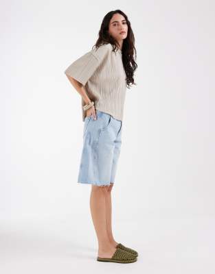 ONLY boxy plisse t-shirt in cream