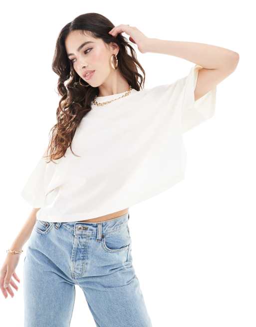 ONLY - Boxy T-shirt met grafische print in wit , 2 van 4